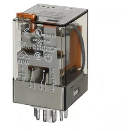 Finder Ipari relé, dugaszolható, mech. állapotjelzés + tesztgomb, 3 váltóérintkező 10A, tekercs: 230 V AC