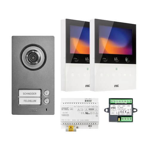 Urmet 2Voice MIKRA2+VOG5W 2-lakásos videó kaputelefon szett / 5" WIFI 2xmonitor + kaputábla + táp