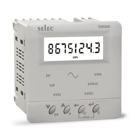 Digitális multimeter - 3~ mérőműszer - energiamérő almérő - fogyasztásmérő 1db impulzus kimenettel - 85-207V, 1/4 DIN