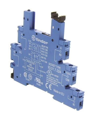 Relé aljzat  - 6A - 250V - 5 tüske - csavaros - DIN sínre szerelhető